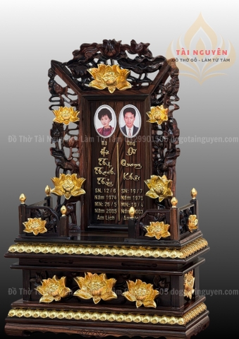Bộ bài vị gỗ mun (gắn ảnh men sứ)