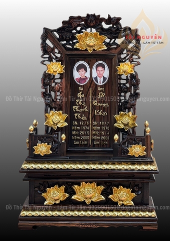 Bộ bài vị gỗ mun (gắn ảnh men sứ)