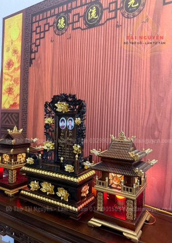 Bộ bài vị gỗ mun (gắn ảnh men sứ)