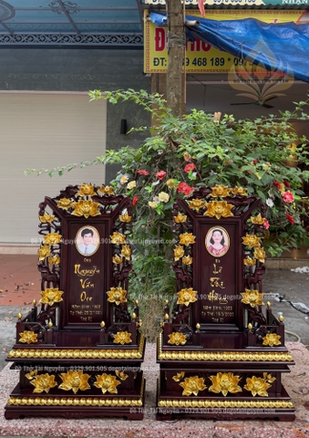 Bộ bài vị thờ gia tiên ( Mẫu hoa sen)