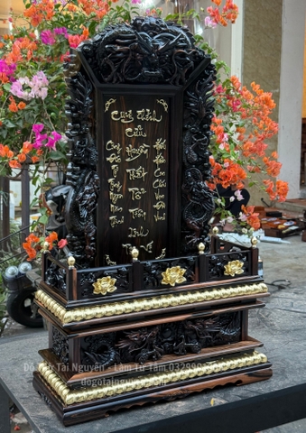 Long vị Cửu Huyền Thất tổ - gỗ mun (khắc chữ theo yêu cầu)