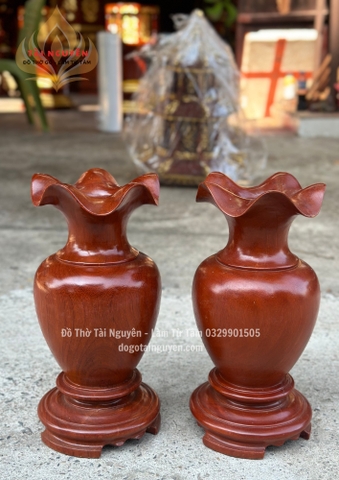 Lục Bình gỗ hương đá cao 37cm