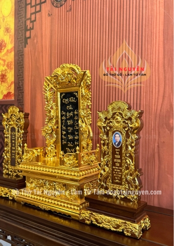 Bộ bài vị gia tiên sơn son thếp vàng