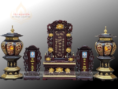 Bộ bài vị sen và đèn chữ Vạn