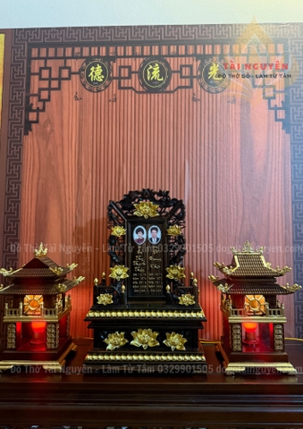 Bộ bài vị gỗ mun (gắn ảnh men sứ)