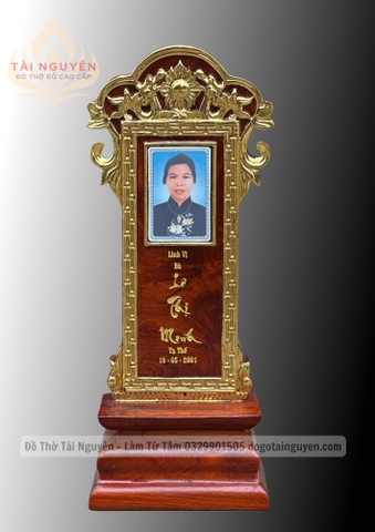 Bài vị hoa lá tây gắn ảnh men sứ