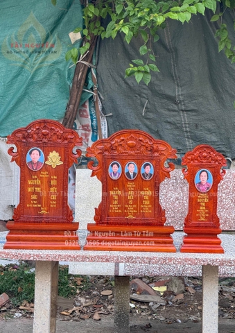 Bài vị 3 ảnh sứ ( thân nguyên khối)