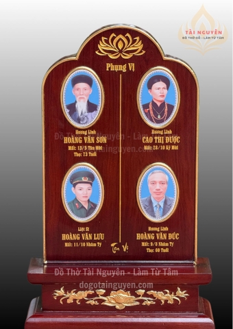 Bài vị thờ 4 vị gia tiên