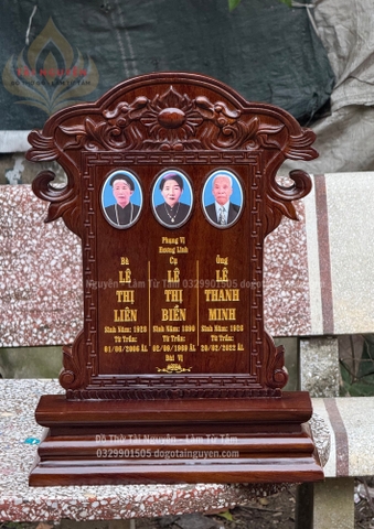Bài vị 3 ảnh sứ ( thân nguyên khối)
