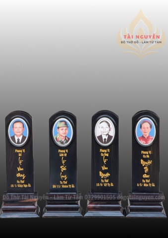 Bài vị gỗ mun (gắn ảnh men sứ)