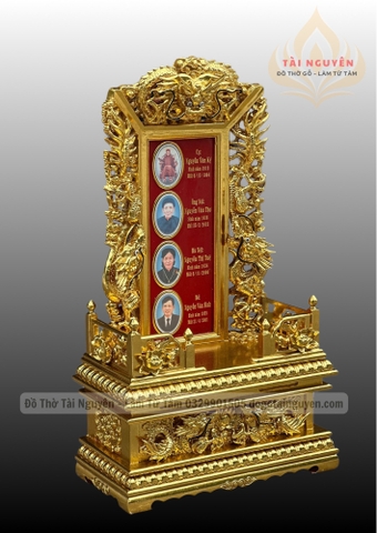 Long vị chạm rồng gắn ảnh men sứ