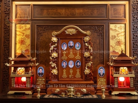 Bộ bài vị thờ chung 6 gia tiên