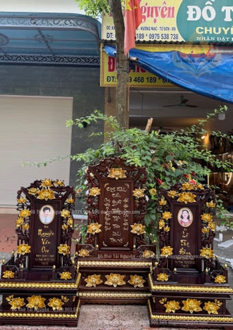 Bộ bài vị thờ gia tiên ( Mẫu hoa sen)