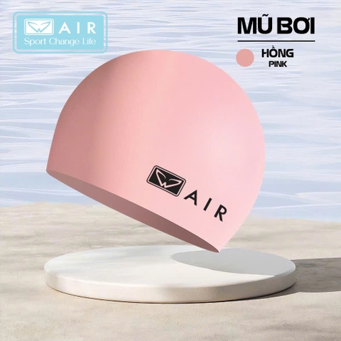Mũ bơi silicone màu hồng trơn