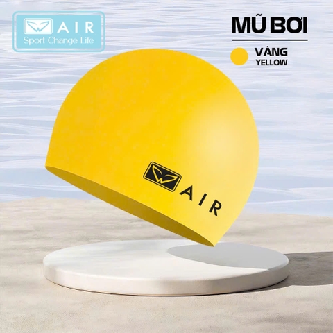 Mũ bơi silicone màu vàng trơn