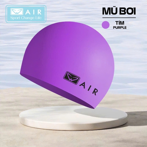 Mũ bơi silicone màu tím trơn