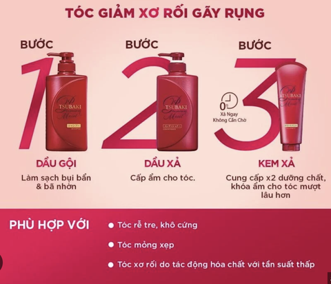 🌺 Bộ Dầu Gội Và Dầu Xả Tsubaki Premium Moist 490ml – Cho Mái Tóc Mềm Mượt Như Tơ.