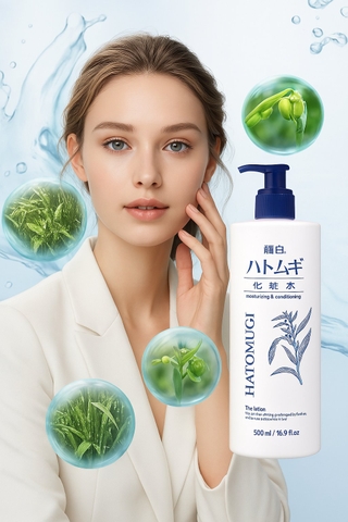 💦 HATOMUGI CLEANSING OIL 500ML – DẦU TẨY TRANG CHIẾT XUẤT Ý DĨ, LÀM SẠCH DỊU NHẸ CHO MỌI LOẠI DA
