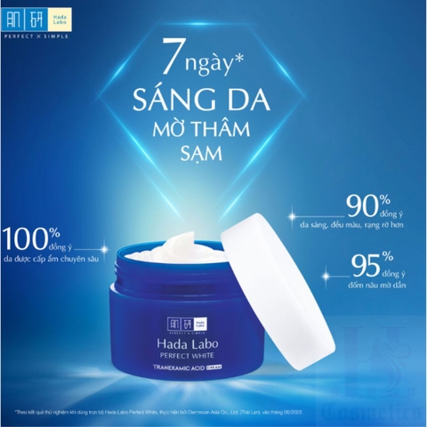 💙 HADA LABO PERFECT WHITE CREAM 50G – TRẮNG SÁNG DA CHỈ SAU 7 NGÀY, GIẢM THÂM SẠM RÕ RỆT