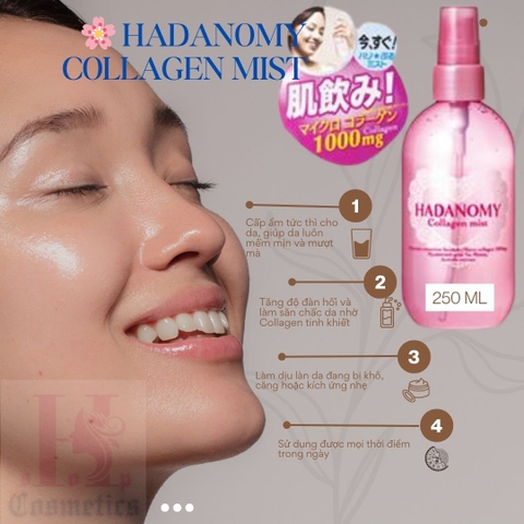 🌸 HADANOMY COLLAGEN MIST 250ML – XỊT KHOÁNG COLLAGEN DƯỠNG ẨM & LÀM MỊN DA TỨC THÌ