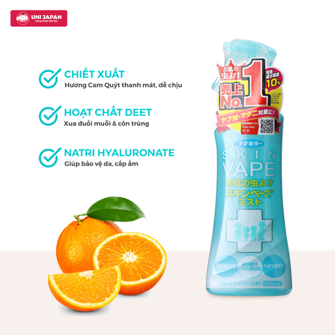 🍊 SKIN VAPE CHỐNG MUỖI HƯƠNG CAM QUÝT 200ML – VỪA CHỐNG MUỖI VỪA DƯỠNG ẨM, AN TOÀN CHO CẢ NHÀ