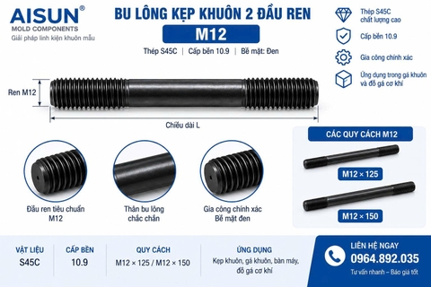 Bu Lông Kẹp Khuôn 2 Đầu Ren M12