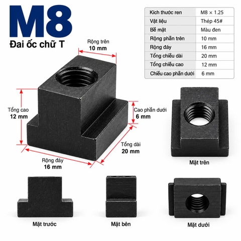 Đai ốc chữ T M8