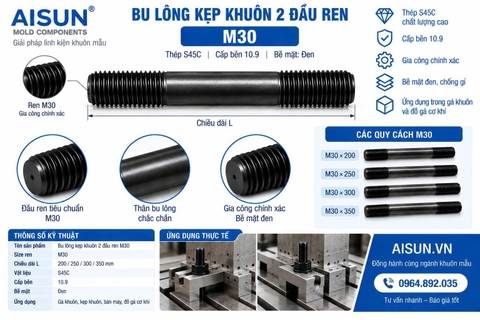 Bu Lông Kẹp Khuôn 2 Đầu Ren M30