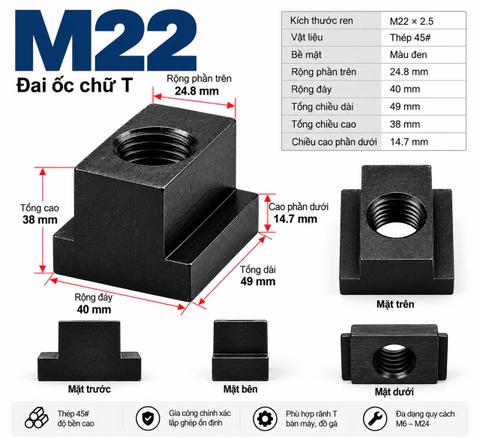Đai Ốc Chữ T M22