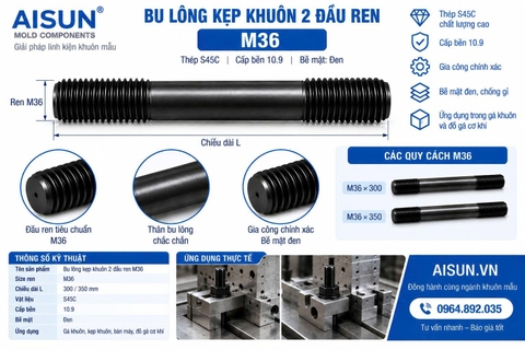 Bu Lông Kẹp Khuôn 2 Đầu Ren M36
