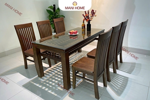 BỘ BÀN ĂN GỖ SỒI CAO CẤP 6 GHẾ 7 NAN MTK-B7