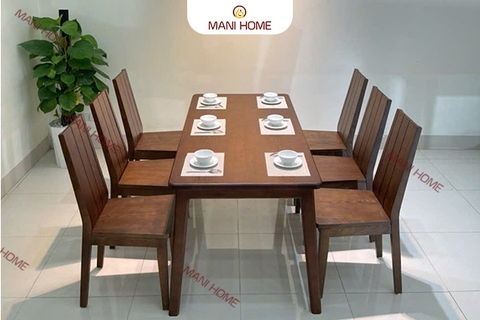 BỘ BÀN ĂN GỖ SỒI CAO CẤP 6 GHẾ GV009.M1 – MTK H023.M2