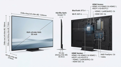 Google Tivi TCL SQD-Mini LED 4K 55 Inch 55C8L