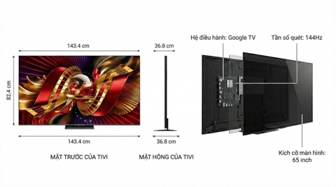 Google Tivi TCL SQD-Mini LED AI 4K 65 Inch 65C8L