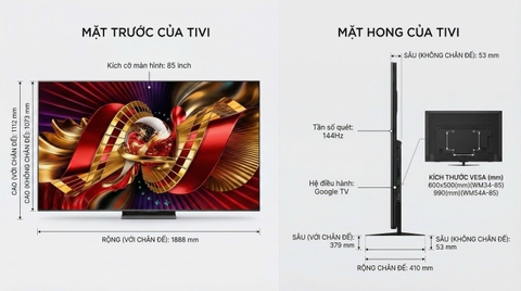 Google Tivi TCL SQD-Mini LED AI 4K 85 Inch 85C8L