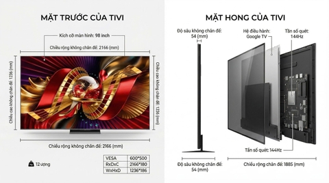 Google Tivi TCL SQD-Mini LED AI 4K 98 Inch 98C8L