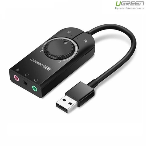 Bộ chuyển đổi âm thanh UGREEN CM129 – Chuyển từ USB sang 3 cổng 3.5mm – Chip SSS1629 DAC 48KHz/16bit