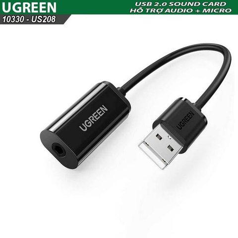 Dây USB 2.0 mở rộng sang đồng thời 2 cổng 3.5mm cho tai nghe + mic không cần driver UGREEN US205