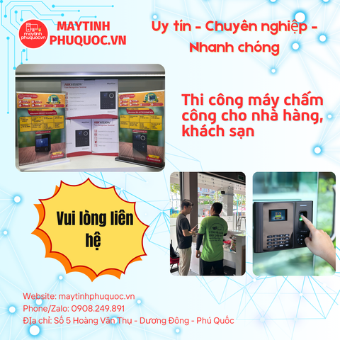 Thi công máy chấm công cho nhà hàng, khách sạn – Dịch Vụ Thi Công Lắp Đặt Phú Quốc | Máy Tính Phú Quốc | Vi Tính Hải Đăng