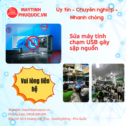 Chạm USB Gây Sập Nguồn – Dịch Vụ Sửa Chữa PC Phú Quốc | Máy Tính Phú Quốc | Vi Tính Hải Đăng