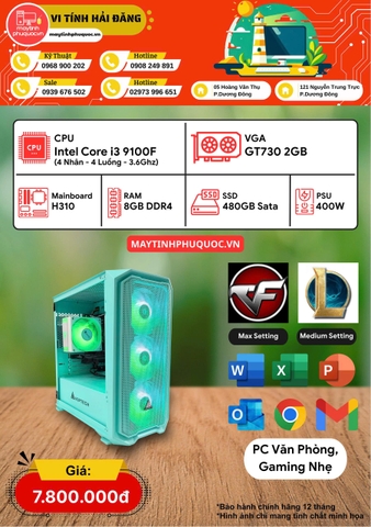 PC Văn Phòng – Gaming Nhẹ i3 9100F | Hiệu Năng Ổn Định – Giá Tốt Tại Máy Tính Hải Đăng Phú Quốc