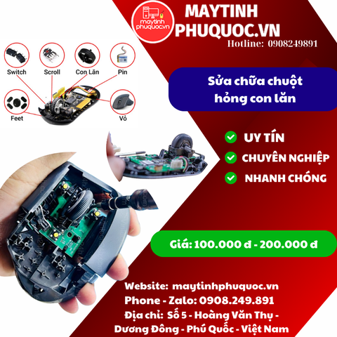 Sửa chữa chuột hỏng con lăn - Dịch vụ sửa chữa phụ kiện PC & Laptop | Máy Tính Phú Quốc | Vi Tính Hải Đăng