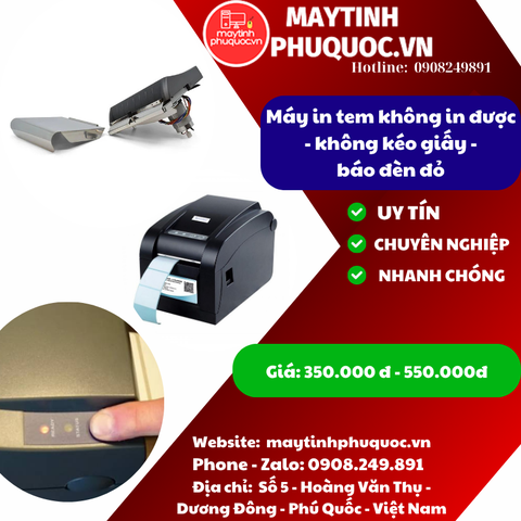 Sửa máy in tem Kẹt giấy - không in được - không kéo giấy - báo đèn đỏ - Dịch vụ sửa chữa máy in tem| Vi Tính Phú Quốc | Máy Tính Phú Quốc | Vi Tính Hải Đăng