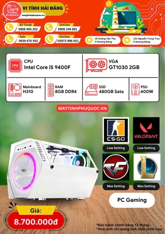 Máy Tính PC Gaming i5 9400F | Card GT1030 2GB | 8GB RAM | SSD 480GB – Giá Rẻ, Bảo Hành 12 Tháng
