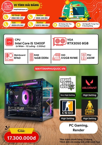 PC Gaming Intel Core i5 12400F  RX6600 8GB  RAM 16GB  SSD 512GB