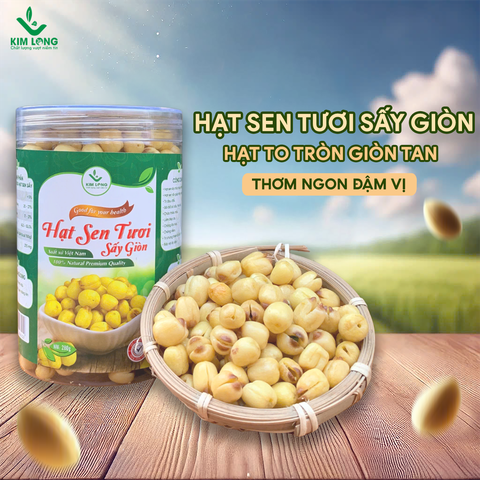 Hạt Sen Tươi Sấy Giòn Kim Long Phát - Đặc Sản Tự Nhiên Thơm Ngon, Giòn Rụm, Bổ Dưỡng, Hộp 280g