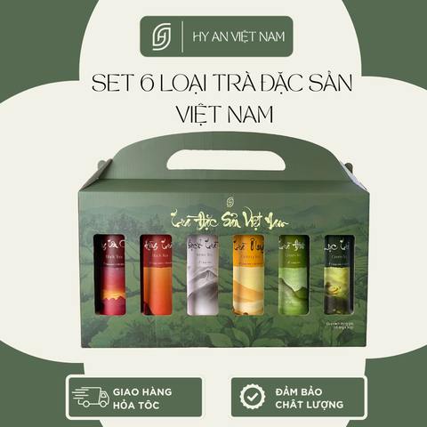 Set 6 loại trà đặc sản thượng hạng Hy An Việt Nam-Chè ngon, Tea tươi mát, Trà việt, Ống 30gr