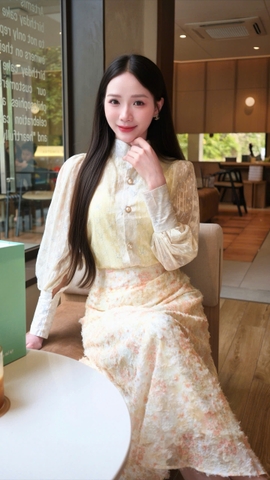 ADELINE HOUSE- SET ÁO VOAN HOA + CHÂN VÁY HOA NHẸ NHÀNG- TK162.1 SIZE XS S M L XL 2XL 3XL 4XL