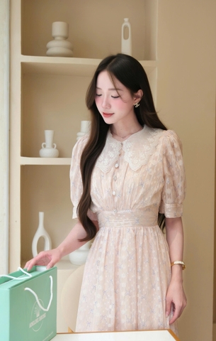 ADELINE HOUSE- VÁY HOA CỔ REN THANH LỊCH - TK180.1