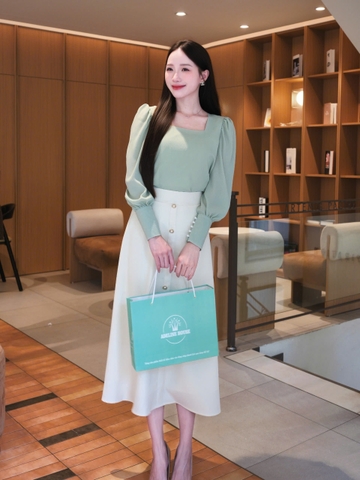 ADELINE HOUSE- SET XANH PASTEL – CHÂN VÁY KEM DÁNG A- TK163.3